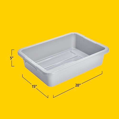 Image of Rubbermaid Commercial Products Standard Bus /Utility Box, 4.6-Gallon, Gray, Plastic, Heavy Duty Restaurant Wash Basin /Dish Washing Tub for Kitchen Organization /Storage