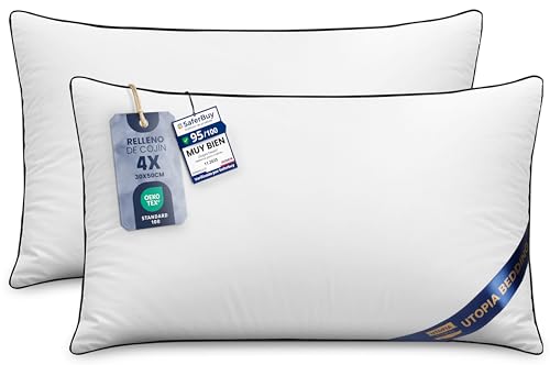 Utopia Bedding Relleno cojín Cojínes para Cama, Cojines Decorativos para sofá (2, Blanco, Unidad de 2 | 30x50 cm)