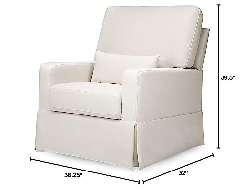Image of Namesake Crawford Pillowback Comfort Swivel Glider in Performance Cream Eco-Weave, Water Repellent & Stain Resistant, Greenguard Gold & CertiPUR-US Certified