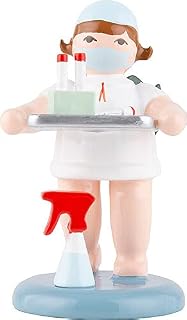 Corona Trilogie - Angel with Cap and Test Kit - 6,5 cm / 2.6 inch - gr�ne Fl�Gel - Weihnachtsengel Erzgebirge