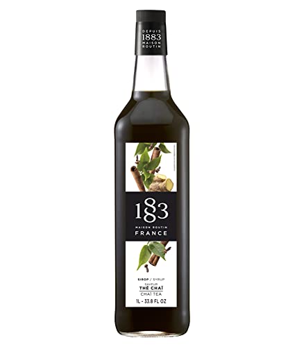 1883 Chai Tea Syrup for Drinks, Made in France, 1 Liter Glass Bottle