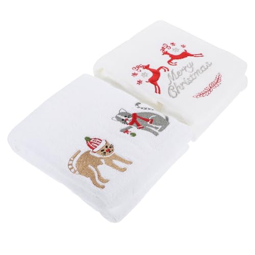 STOBAZA 2 Piezas Toallas de Cocina Navideñas Bordadas Super Absorbentes Secado Rápido Multiusos para Cocina y Baño Toallas de Mano Decorativas y Prácticas