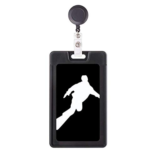 Porte-badge rétractable skateboard enrouleur de carte pass silhouette noire