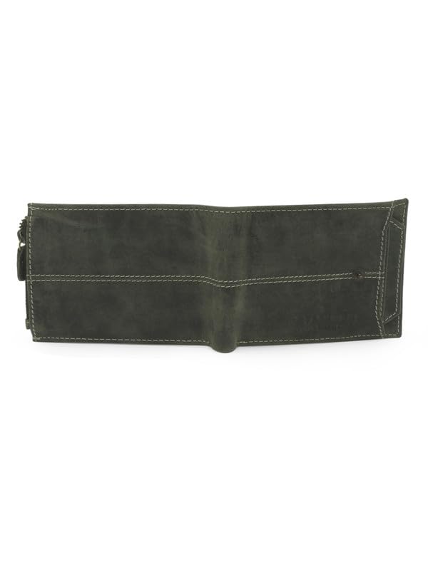 Image of TEAKWOOD LEATHERS Men's Two Fold Zipper Leather Wallet | Leather Men Wallet (Olive)