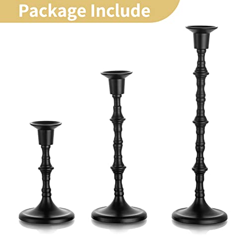 Nuptio Black Candle Holder Set Of 3 Gothic Candlestick Holders For Taper Candles Metal Candle Sticks Candleholders Table Centerpieces For Dining Room Wedding Home Halloween Farmhouse Fireplace thumb #6
