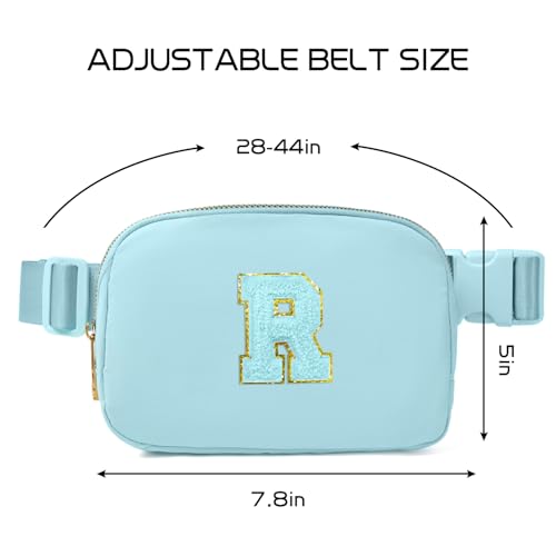 Image of Gitus Gifts for 8 9 10 11 12 Year Old Girls Belt Bag Fanny Pack Crossbody Bags with Initial Letter Patch Cute Stuff Birthday Gifts for Teen Girls Women Personalized Trend Stuff (Icing Blue-R)