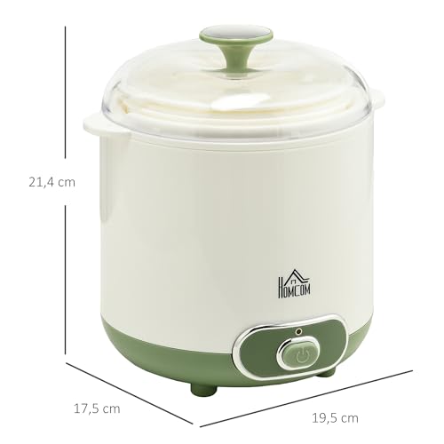 HOMCOM Yogurtera 20 W 1,5L Máquina de Yogur para Hacer Yogur Griego con Filtro Indicador de Encendido y Calentamiento a Temperatura Constante PTC 19,5x17,5x21,4 cm Blanco - imagen 7