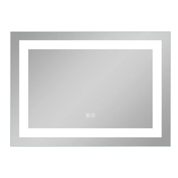 Image of LED Bathroom Mirror with Front Light | 3 Color Modes, Dimmable, Defogger & Memory Function | Modern Vanity Wall Mirror (76X106 CM)