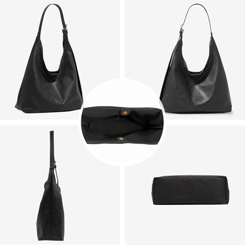 Image of Hobo Bags for Women Tote Bag Retro PU Leather Shoulder Handbags Slouchy Crossbody Hobo Purses 2PCS