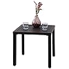 PHI VILLA Black Patio Table Metal Square Coffee Tea Bistro Table Small Side End Adjustable Outdoor Furniture TableBlack