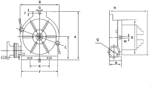 3-J Chuck Indexing Head for Milling Machines, Rotary Spindle for Horizontal/Vertical Use, 1:90 Reduction Ratio, Precision Tooling Accessory for Enhanced Machining Performance