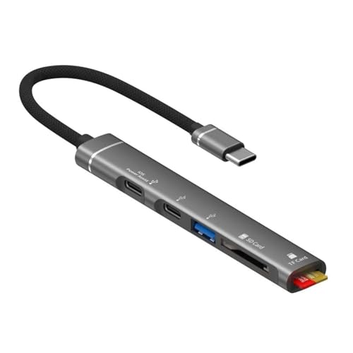 Station d'accueil USB C 5 ports avec lecteur de carte SD TF pour smartphone Android gris