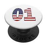 Drapeau des USA Numéro 01 Anniversaire Patriotique – Cadeau Né en 2001 PopSockets PopGrip Adhésif