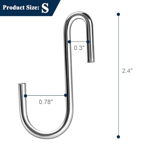 30 Pack Heavy Duty S Hooks Pan Pot Holder Rack Hooks Hanging Hangers S Shaped Hooks for Kitchenware Pots Utensils Clothes Bags Towels Plants