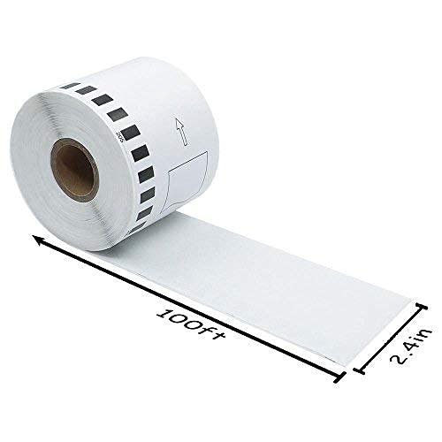 DK 2205 Compatible Label Roll for Brother DK-22205 White Continuous 2.4in x 100ft (62mm x 30.4m) Paper for QL 500 700 800 810W 820NWB 1060N Printer