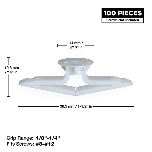 TOGGLER Toggle TA HollowDoor Anchor, Polypropylene, Made in US,1/8″ to