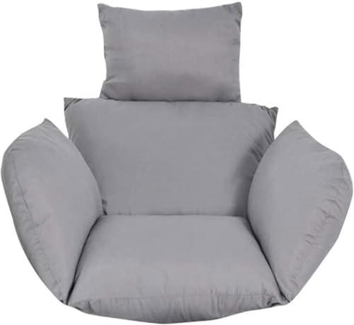 Vattentät hängande korg stolskudde – grå äggstolskudde för utomhus/inomhus uteplats trädgård hängmatta bekvämt ryggstöd