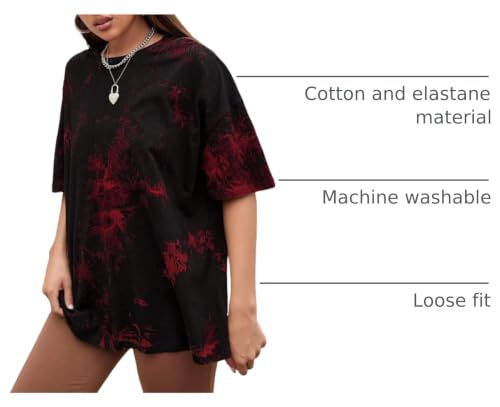Image of Remidoo Women's Casual Oversized T Shirt Short Sleeve Graphic Tee Letter Tie Dye Shirts