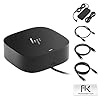 Paquete de estación de acoplamiento HP para monitor doble, base HP USB-C G5 para laptop USB-C y Thunderbolt con adaptador de CA de 120 W + cables HDMI y DisplayPort + cable USB