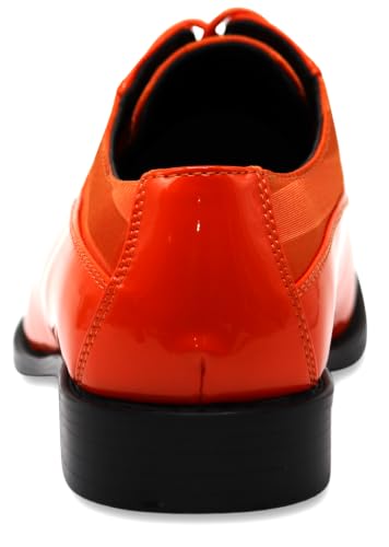 Image of BMY Men's Striped Satin Matching Patent Upper Oxfords Formal Dress Shoes