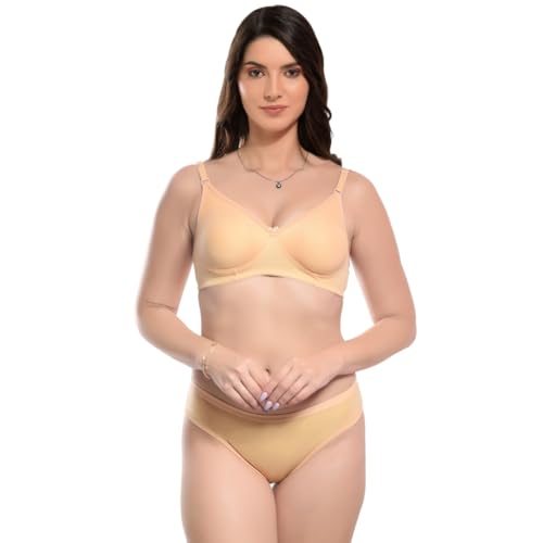 Image of SGC Women Cotton Blend Lingerie Set||Lightly Padded Wirefree Bra & Panty Set||Bridel Set for Women & Girls