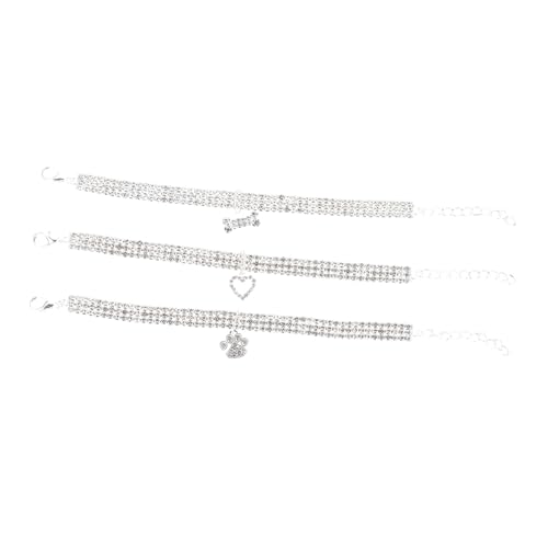 Collar para mascotas HAPINARY con gemas de imitación pack de 3 piezas para perros 2