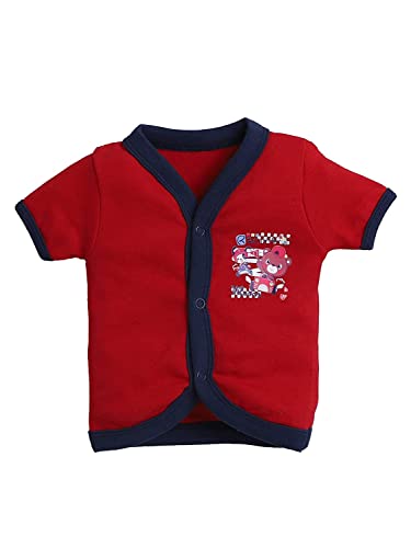 Image of Pooja Baby Baby Boys' & Baby Girls' T-Shirt Hosiery Cotton Clothing Jhabla /Vest Front Open T- Shirt with Snap Buttons Pack Of 4