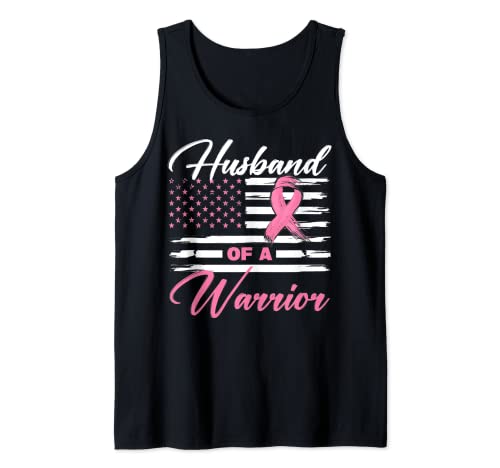 Husband Of A Warrior USA Flag Breast Cancer Awareness Canotta