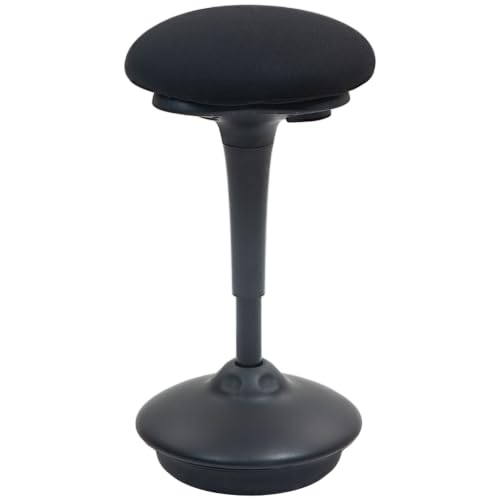 HOMCOM Backless Wobble Stool Chair, Standing Desk Chair, Adjustable, Black