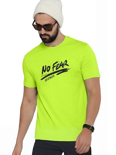 Image of LEOTUDE Men's Regular Fit Half Sleeve Round Neck Cottonblend Tshirt (Color Black)
