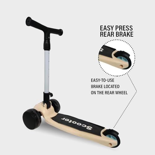 Image of NHR Smart Kick Scooter for Kids, 4 Adjustable Height Scooter, Foldable & Attractive PU Wheels with Rare Brakes for Kids Age Upto 2+ Years (NHR Scooter-009-2.0 Black)