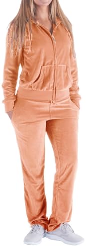 Image of LeeHanTon Womens Jogging Suits Sets Running Velour Outfit Zipper Warm Up 2 Pieces Hoodie and Pant Tracksuit
