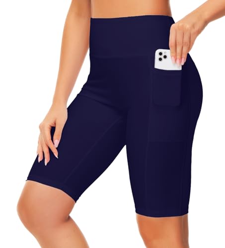 Image of AOBUTE Womens 9 inch /10 inch /11 inch Long Swim Board Shorts High Waisted UPF 50+ Biker Shorts with Pockets