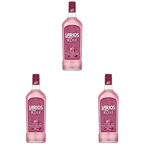 Larios Rosé Ginebra Mediterránea Premium, 37.5%, 700ml (Paquete de 3)