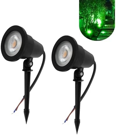 Kit 2 Luminária Espeto Jardim Com Lâmpada Cob Led 7w Verde