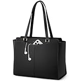 RAINSMORE Sac à Main Femme Grand Sac Cabas Imperméable Sacs Ordinateur Portable 14 Pouces Sacs Fourre-Tout Cuir PU Avec Fermeture Éclair Poche Intérieure Cours Voyage Affaires École
