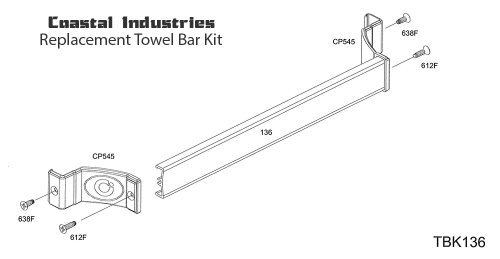 Coastal Shower Doors Tbk136B Paragon Replacement Towel Bar Kit, Brite #TOP1