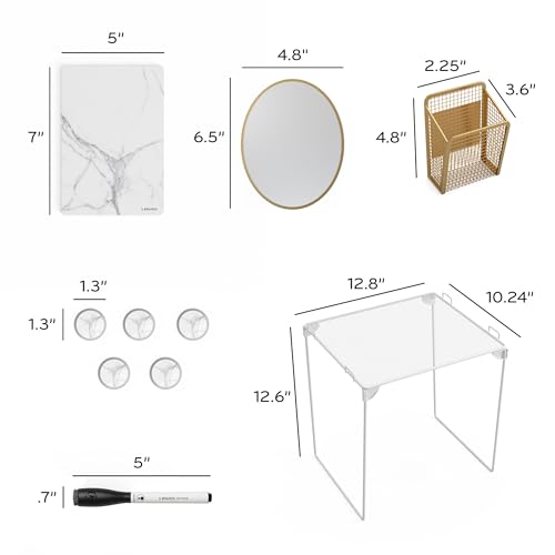 U Brands Locker Organizer and Decorating Kit, Back to School Essentials, Gold, 11-Piece, Includes Marble-Print Accessories, Mirror, Shelf, and More (4146U01-06) by U Brands - Image 3