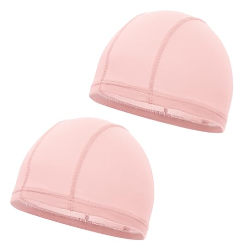 Penta Angel Swimming Caps 2Pcs Unisex Non-Waterproof Elastic Polyester Cloth Fabric Swim Hats for Water Sports Bathing Caps for Women Men Long Short Thick Thin Hair (2, Pink)