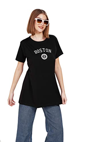 Image of WEET Women's Cotton Long Printed T-Shirt
