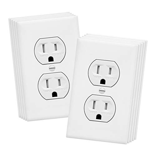 Enerlites Duplex Receptacle Outlets and Wall Plates Bundle, Tamper-Resistant Receptacle, 15A 125V, Self-Grounding