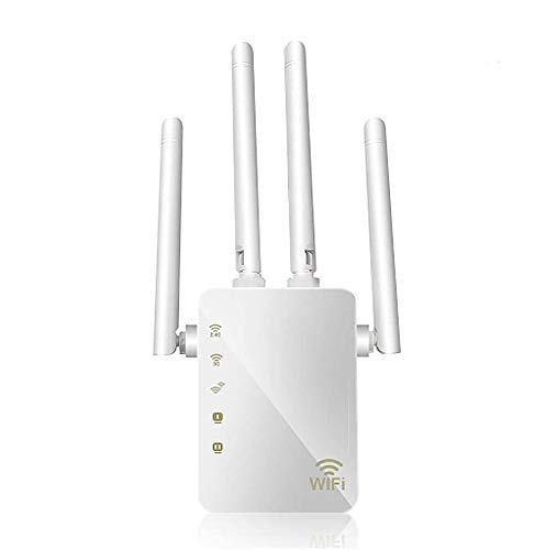 WLAN Repeater, 1200 Mbit/s WiFi Extender Booster, Access Point/WLAN-Router mit 4 externen Antennen, 2 Ethernet-Ports, 5-GHz-Dual-Band-Semaphor-Booster