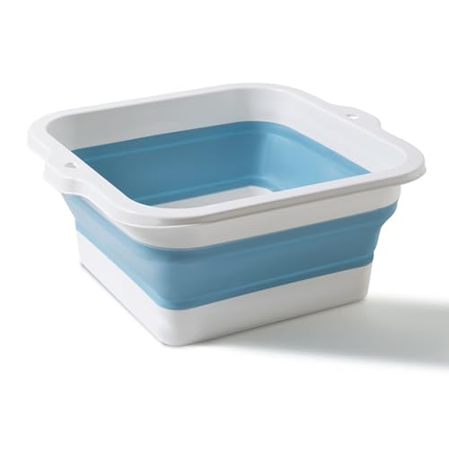 Collapsible Foot Bath, Foldable Foot Bucket Portable Foot Basin Silicone Soaking Tub Foot Soaking Basin Portable Washing Basin for Home Travel (Blue)