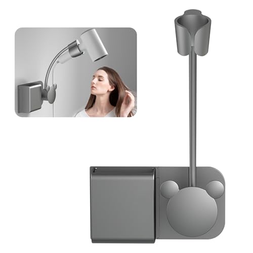 EEPLUYTY Supporto per Asciugacapelli Senza Foratura, Porta Phone Bagno da Muro Adesivo, Porta-asciugacapelli a Parete, Porta-asciugacapelli Autoadesivo, Altezza Regolabile, Facile da installare