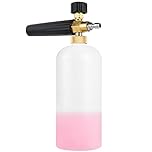 Snow Foam Lance 1/4" Quick Release Car Wash Foam Cannon Pot with Adjustable Nozzle, High Pressure Washer Soap Dispenser Bottle (1L)
