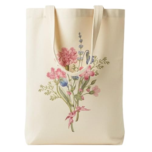 Rieoany Stampato Shopper Cotone 33 x 40 cm, Riutilizzabile Tote Bag, Borsa Tela Resistente All'Usura, Borsa Stoffa, Shopping Bag Donna Per Quaderni A4 e Tablet