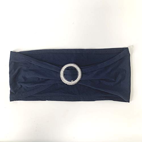 Gold Fortune 50Pcs Spandex Chair Sashes Bows Elastic Chair Bands With Buckle Slider Sashes Bows For Wedding Decorations (Navy) #TOP1