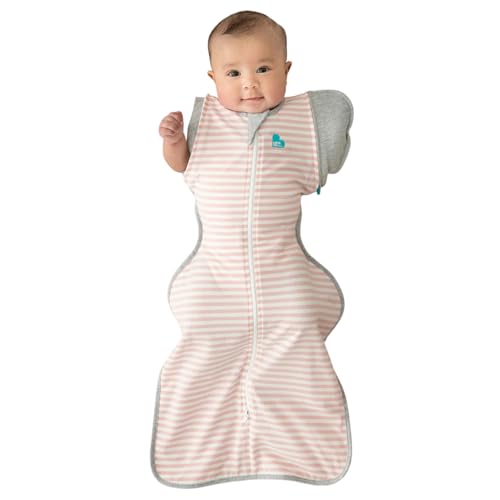 Love To Dream Übergang Pucksack, Baby Schlafsack, Medium (6-8,5kg), ideal für Moderate Temperaturen 20-24°C, Arme hoch, Von Hebammen empfohlen, einfaches Windelwechseln, abzippbare Flügel, Rosa