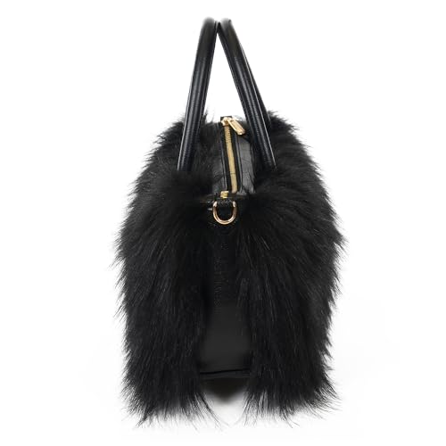 Womens Faux Fur Shoulder Bag Furry Purse Handbag Crossbody Bag with Shoulder Strap3