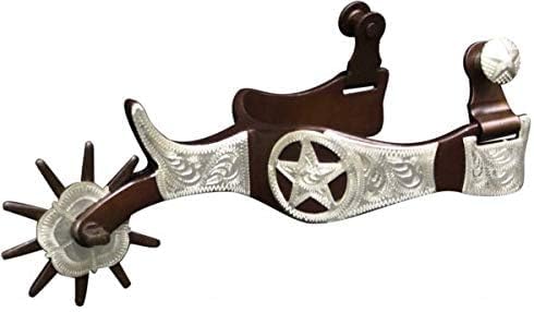 Showman Brown Steel Spurs w/Engraved Silver Overlay & Texas Star